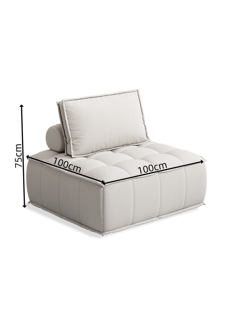 JANTENS 100*100*75cmSofa with pillow,Floor Lounge Chair,Soft Couch,Lazy Sofa with back support White - Image 2